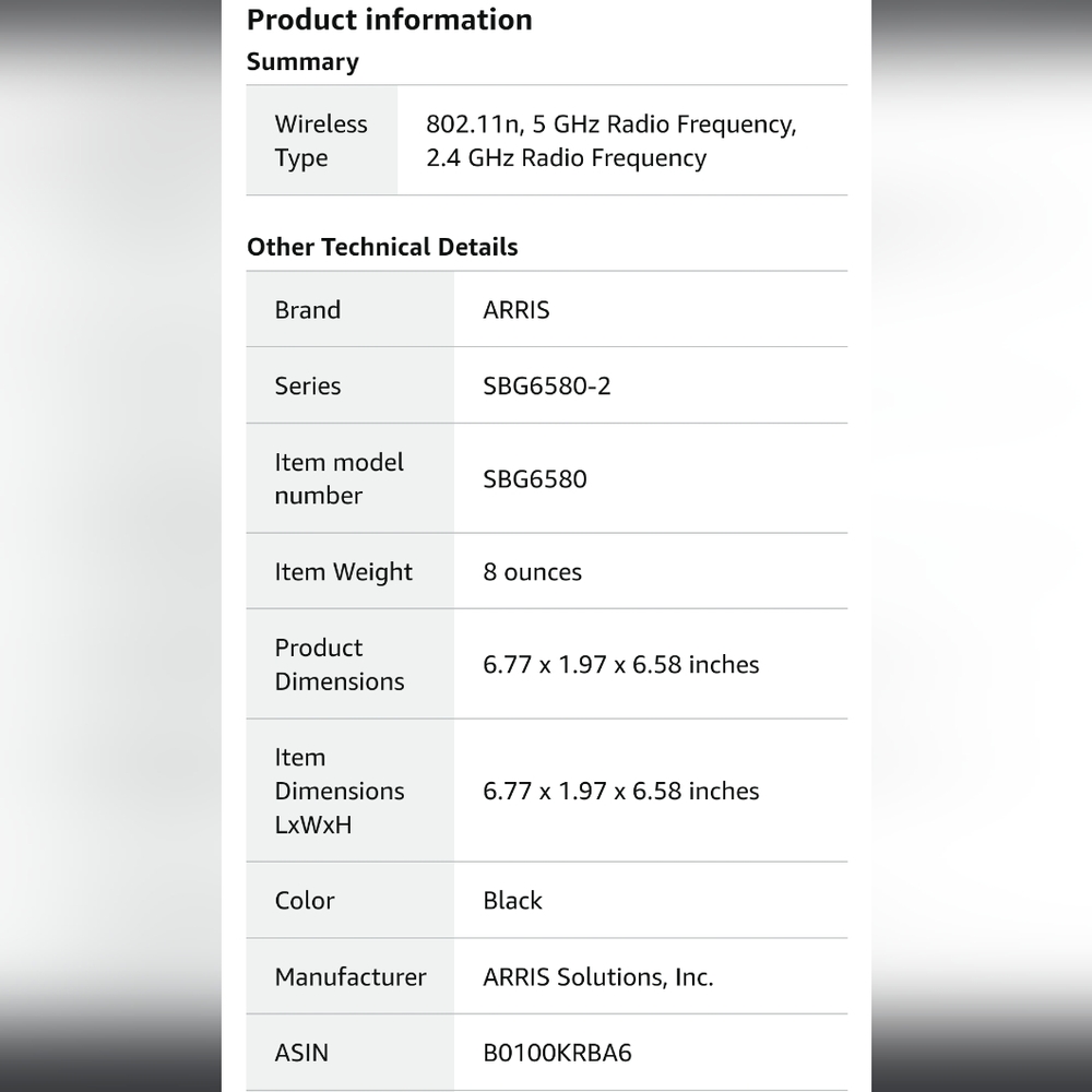 Arris SURFboard Cable Modem & WiFi Router - Picture 9 of 13